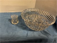 Decorative glass bowl and 1oz glass