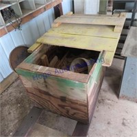 LARGE WOOD BOX ON ROLLERS - 2 PIECES