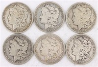 1892-S 6 Silver Morgan Dollars