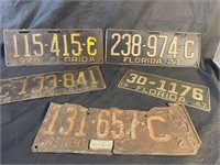 5 Early Florida License Plates