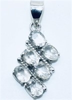 925 Sterling Silver 5.85 cts White Topaz Pendant