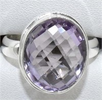 925 Sterling Silver 7.50 ct Pink Amethyst Ring