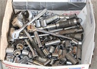 BOX OF VARIOUS SOCKETS AND RATCHETS