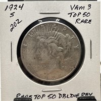 1924-S PEACE SILVER DOLLAR VAM 3 TOP 50 DOUBLE DIE