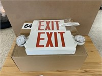 SET OF 6 RED LED EXIT SIGNS W/EMERGENCY LIGHTS