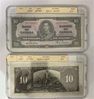 1937 Canada $10 Bill Split Note