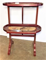 Red Lacquered Tilt Top Tray Table