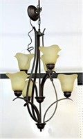 Bronze Colored Chandelier with Frosted