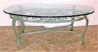 Scrolled Metal Coffee Table with Beveled