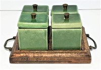 Condiment Set on Wooden Tray