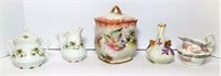 Hand Painted Old Biscuit Jar & More