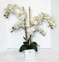 Faux Orchid in White Planter