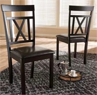 Dark Brown Faux Leather Dining Chair (Set of 2)