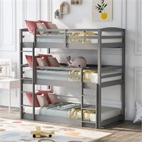 HomSof Twin Triple Bunk Bed, Grey 1; Color: Grey