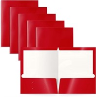 2 Pocket Glossy Laminated RED Paper Folders, Lett