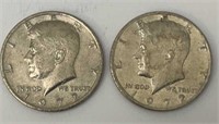 Two 1972 United States Half Dollar Coins