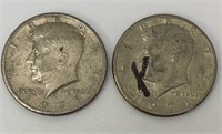 Two 1971 United States Half Dollar Coins
