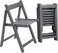 FUNROLUX Folding Dining Chair 2 Pack Grey Wooden