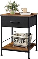 WLIVE Nightstand, End Table with Fabric Storage D