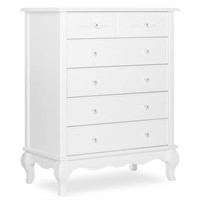 Evolur Aurora 6 Drawer, Tall Chest Frost