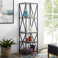 Eulas 61" H x 18" W Etagere Bookcase, Slate Gray/B