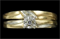 10K Yellow gold diamond wedding ring set, size