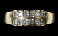 10K Yellow gold band style ring with two rows of