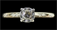 14K Yellow gold solitaire diamond ring in illusion