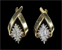 10K Yellow gold diamond accent post earrings,