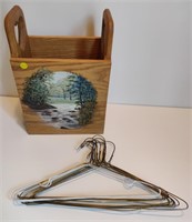PAINTED WOODEN BOX w/ HANGERS