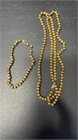 10kt White Gold Chain & Bracelet Set With 10Kt Yel