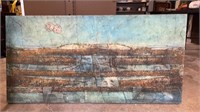 Framed " Landscape " Rust Print With Mixed Media A