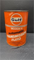 Vintage Gulf Full Tin & Cardboard Can Of Dexron II