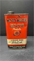 Vintage Moto Master Tin Can Of Liquid Wax Polish
