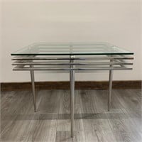 MCM Chrome and Glass Side Table
