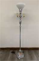 Antique Chrome and Marble Base Floor Lamp