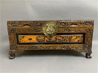 Oriental Carved Footed Trunk 22 x 10 x 11