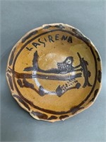 Hand Made La Sirena Clay Art Bowl 7 1/2"