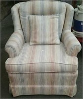 Off White Blue/Brown Strip Arm Chair