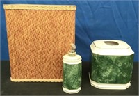 Box Bathroom Items-Waste Basket, Tissue Cover,