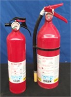 Box 2 Fire Extinguishers - 1 in green, 1 in red