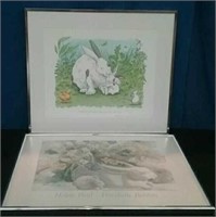2 Framed Bunny Rabbit Pictures, Both Approx.