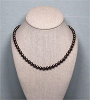 18" Cultured Black Pearl Necklace, 14K Clasp