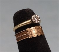 Victorian Gold Ring + 14K Gold Diamond Ring