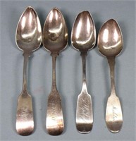 (4) Coin Silver Serving Spoons, 5.8TO