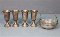 (4) Weighted Sterling Cordials, Basket Frame