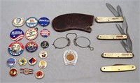 Pinbacks, Tokens & Pocket Knives