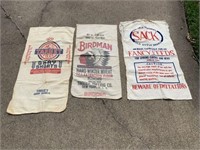 3 PC VINTAGE FEED AND FLOUR SACKS - 36 in x 22 in