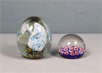 (2) Art Glass Paperweights