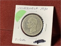 1930 VENEZUELA SILVER COIN BOLIVAR